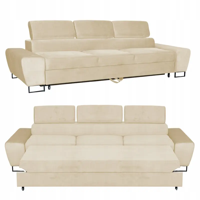 Schlafsofa Bosso beige Samtoptik Schlaffunktion Ausführung Bosso Monolith 4