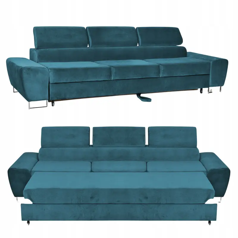 Schlafsofa Bosso blau Samtoptik Schlaffunktion Ausführung Bosso New Velo 104