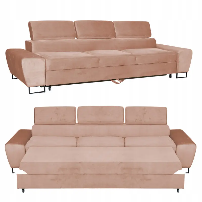 Schlafsofa Bosso dunkel / beige Samtoptik Schlaffunktion Ausführung Bosso Monolith 61