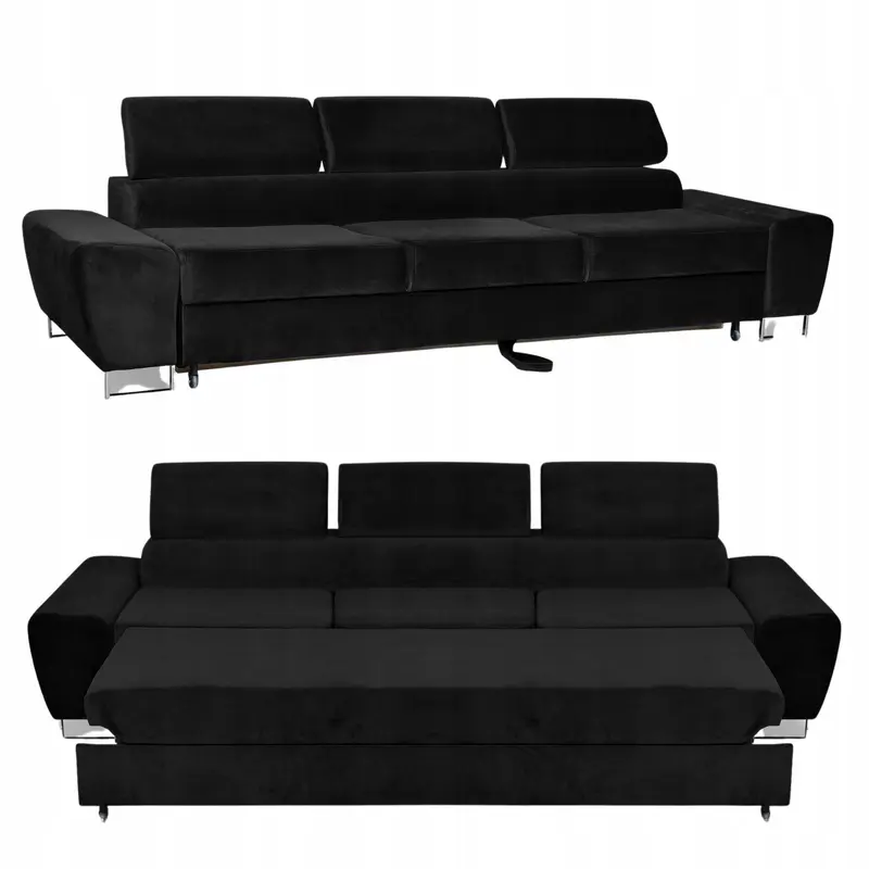 Schlafsofa Bosso schwarz Samtoptik Schlaffunktion Ausführung Bosso New Velo 107
