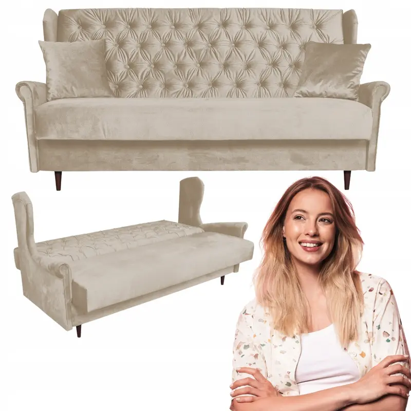 Schlafsofa Gaja beige Samtoptik Schlaffunktion Ausführung Monolit 4