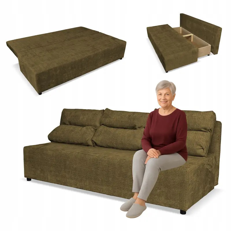 Schlafsofa Kimo braun Samtoptik Stauraum