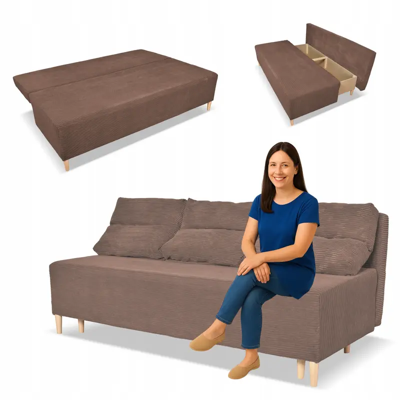 Schlafsofa Kimo braun Stauraum Schlaffunktion