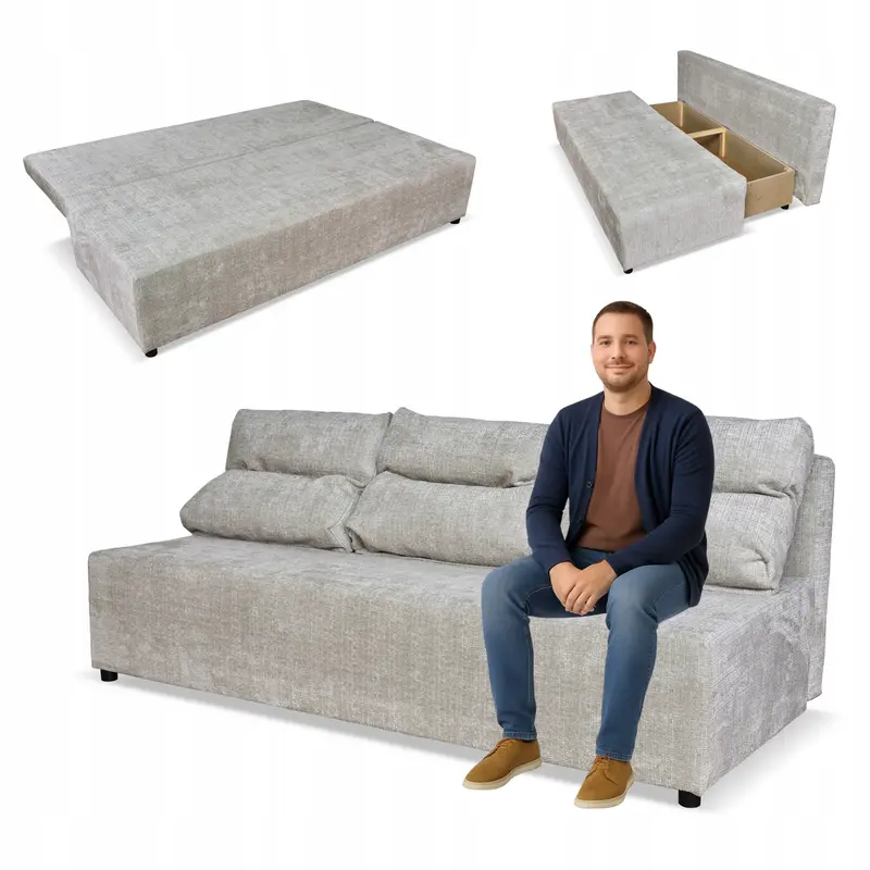 Schlafsofa Kimo grau Samtoptik Stauraum