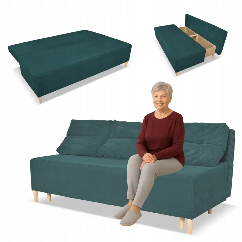 Schlafsofa Kimo grün Stauraum Schlaffunktion