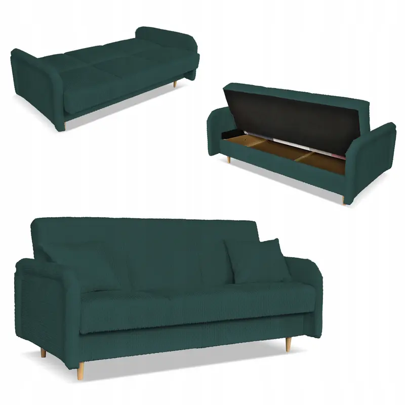 Schlafsofa Merivo grün Stauraum Schlaffunktion Ausführung Sofa