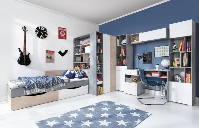 Schlafzimmer Set – 6 Teile – SIGMA System – Weiß / Sonoma Eiche – Stilvolles Komplettset für moderne Räume Ohne Matratze