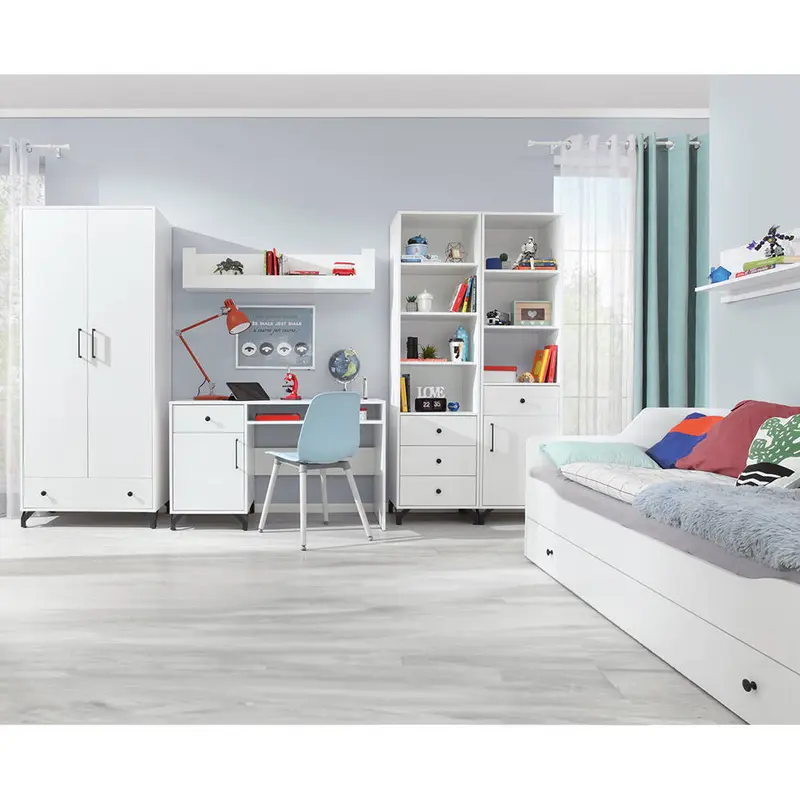 Schlafzimmer Set – 7 Teile – BERGEN System – Weiß – Modernes Komplettset für Schlaf- & Arbeitsbereich ohne Matratze