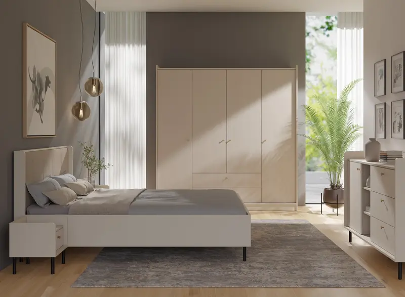 Schlafzimmer-Set – GRANDE – 4 Teile, Beige, Ordnung und Komfort