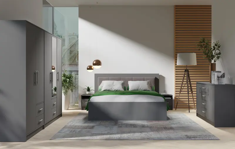 Schlafzimmer-Set – SMART – 6-teilig in Grau, ohne Matratze