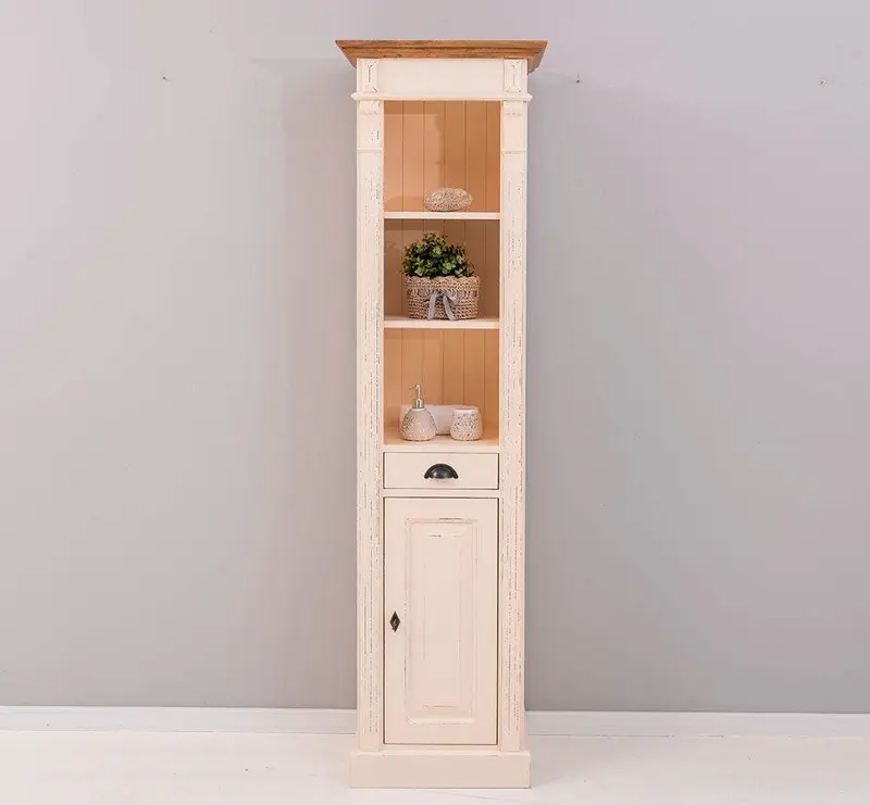 Schlanker Handtuchschrank aus Massivholz | Badezimmerschrank
