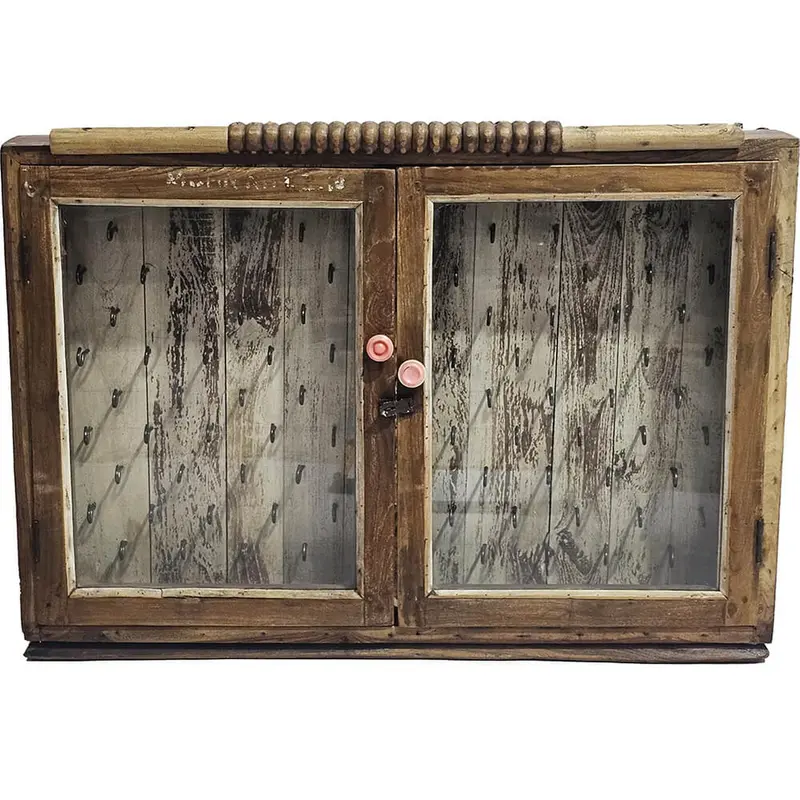 Schlüsselschrank Vintage 92cm mit Glastüren