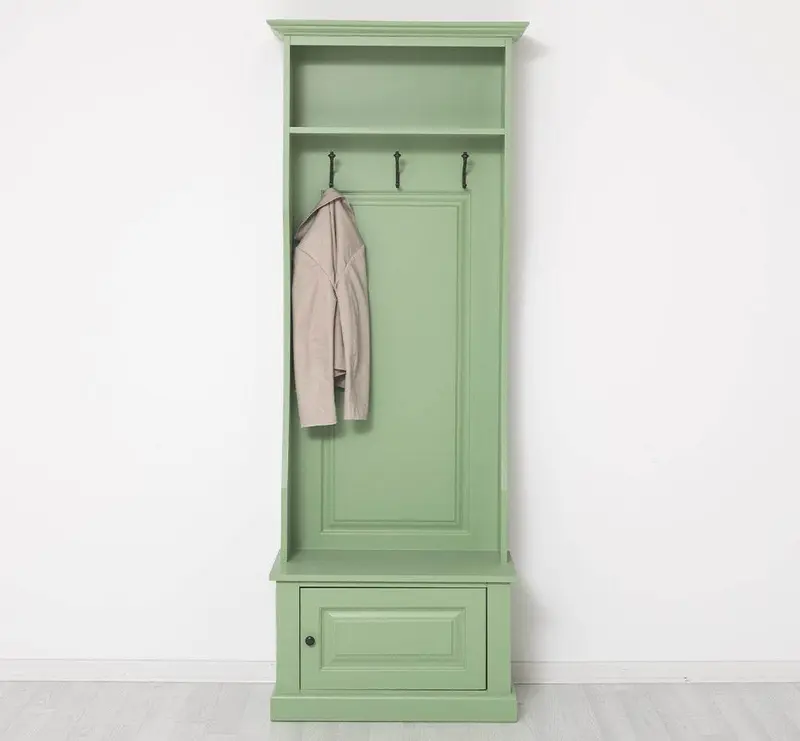 Schmale Garderobe aus Massivholz mit 3 Haken - in verschiedenen Farben