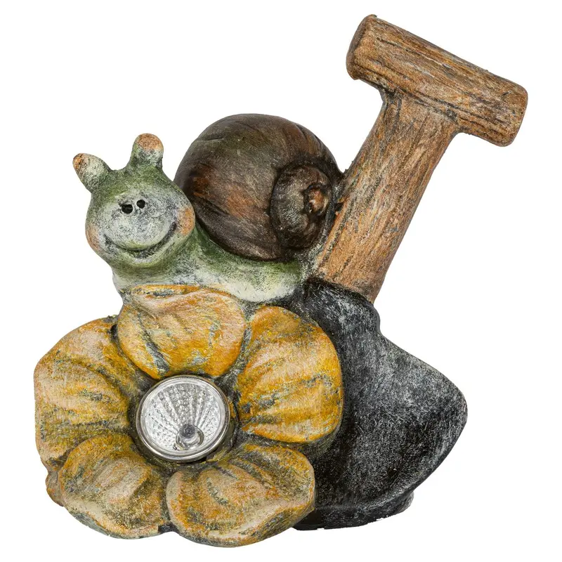 Schnecke aus Keramik mit LED-Solar-Licht, 13 cm