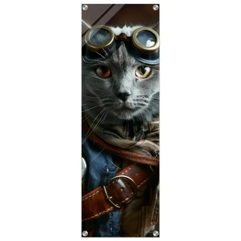 Schoolposter - Chartreux Katze, Steampunk-Outfit, Plexiglasdruck | St Tropez Art
