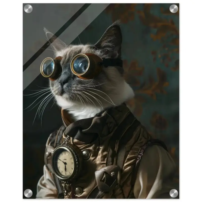 Schoolposter - Tonkinese Katze, Steampunk-Outfit, Plexiglasdruck | St Tropez Art