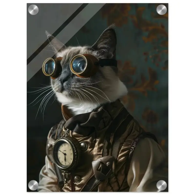 Schoolposter - Tonkinese Katze, Steampunk-Outfit, Plexiglasdruck | St Tropez Art