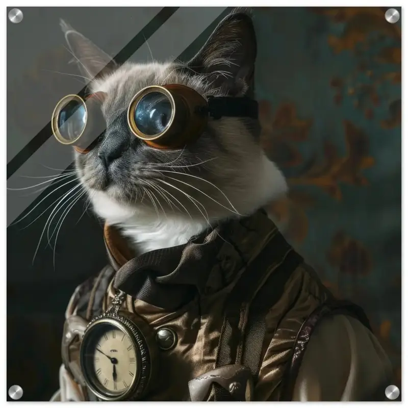 Schoolposter - Tonkinese Katze, Steampunk-Outfit, Plexiglasdruck | St Tropez Art