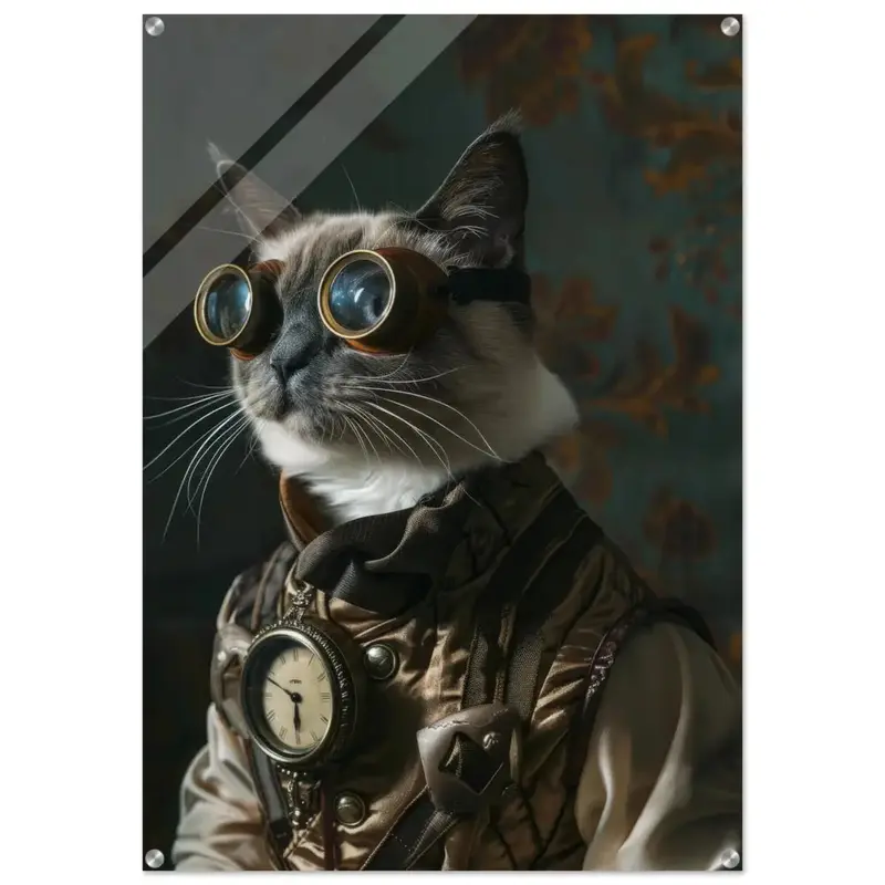 Schoolposter - Tonkinese Katze, Steampunk-Outfit, Plexiglasdruck | St Tropez Art