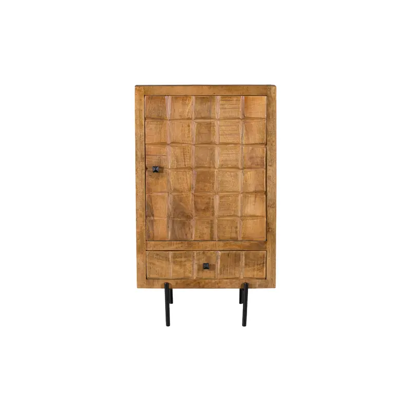 Schrank - Mangoholz Gestreift, Blockmuster Design, Metallbeine, 60 cm – Brandy | Starfurn