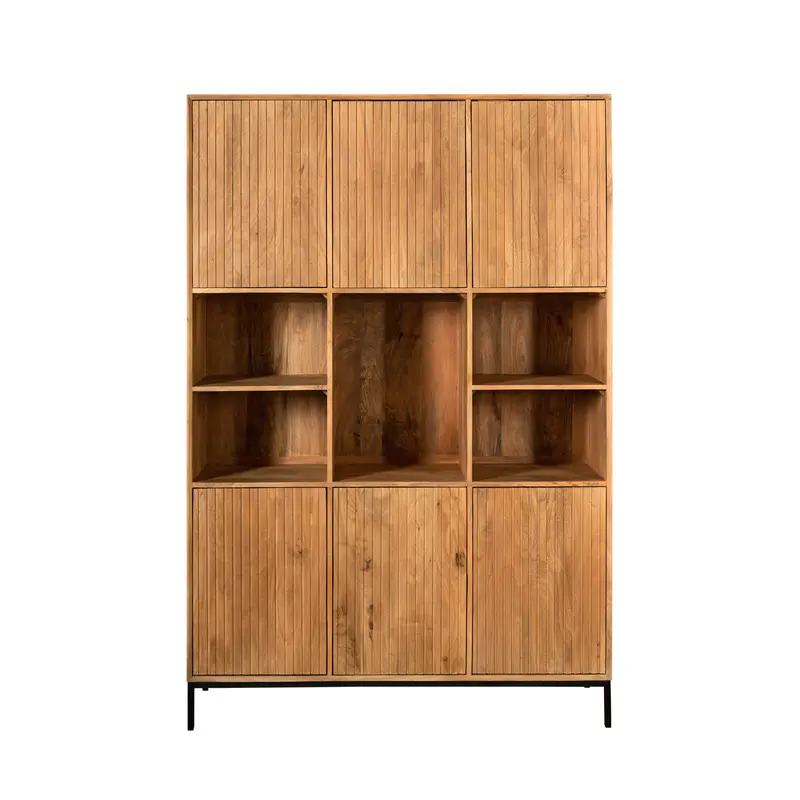 schrank – Mangoholz, Lattenmuster, Metallgestell XL – Madison | Starfurn