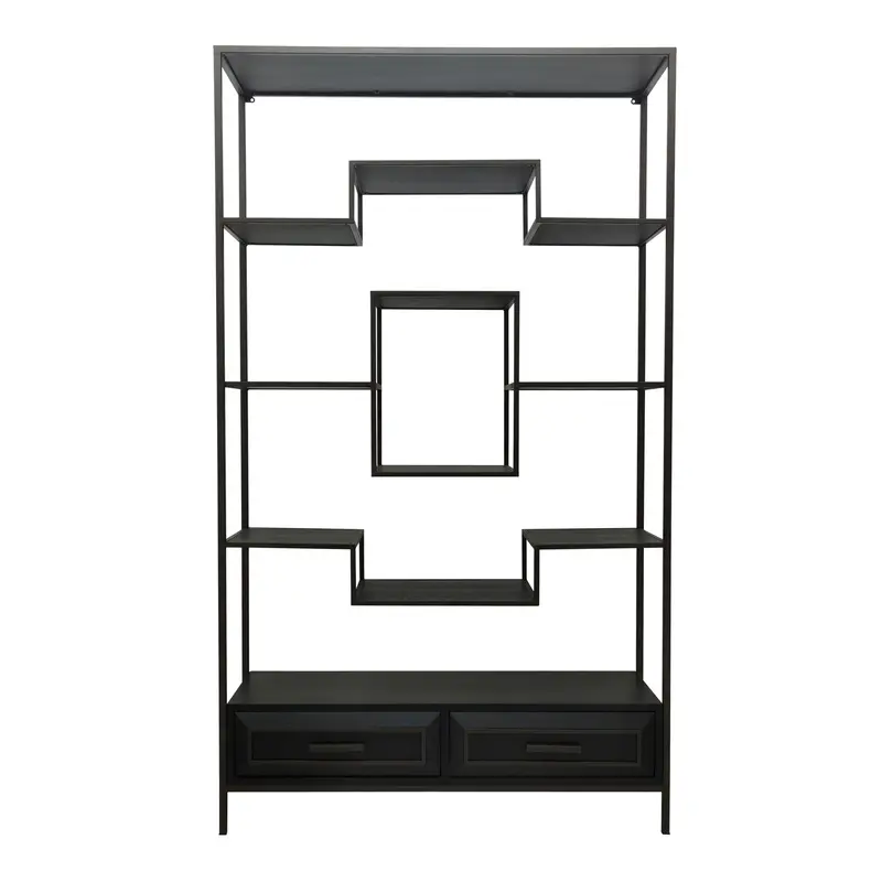 Schrank – schwarze Oberfläche, Holz Material, Eisen Gestell – Lixly | PTMD