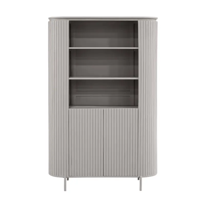 Schrank – Taupe Oberfläche, Vertikale Latten, Mango Holz – Solana | Starfurn