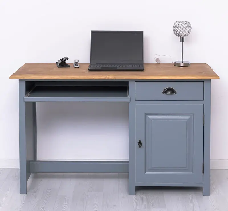 Schreibtisch aus Massivholz mit ausziehbarem Tastaturbrett | Computertisch