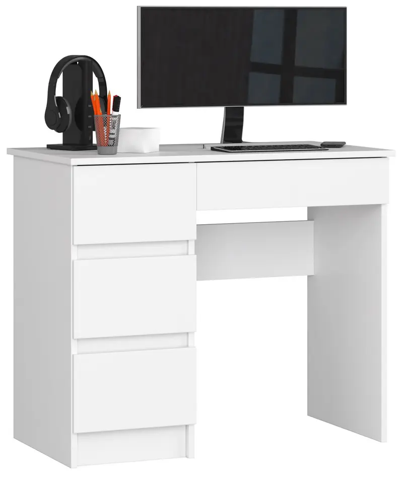 Schreibtisch – Kompakter Computertisch mit 4 Schubladen links