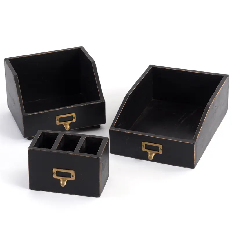 SCHREIBTISCH ORGANIZER SET "OFFICE" | 3-teilig, Mahagoni | Farbe