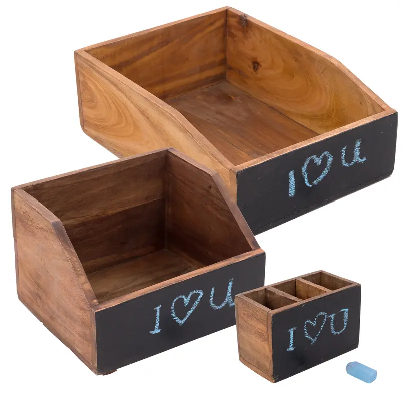 SCHREIBTISCH ORGANIZER SET "OFFICE" | 3-teilig, Mahagoni  | Farbe
