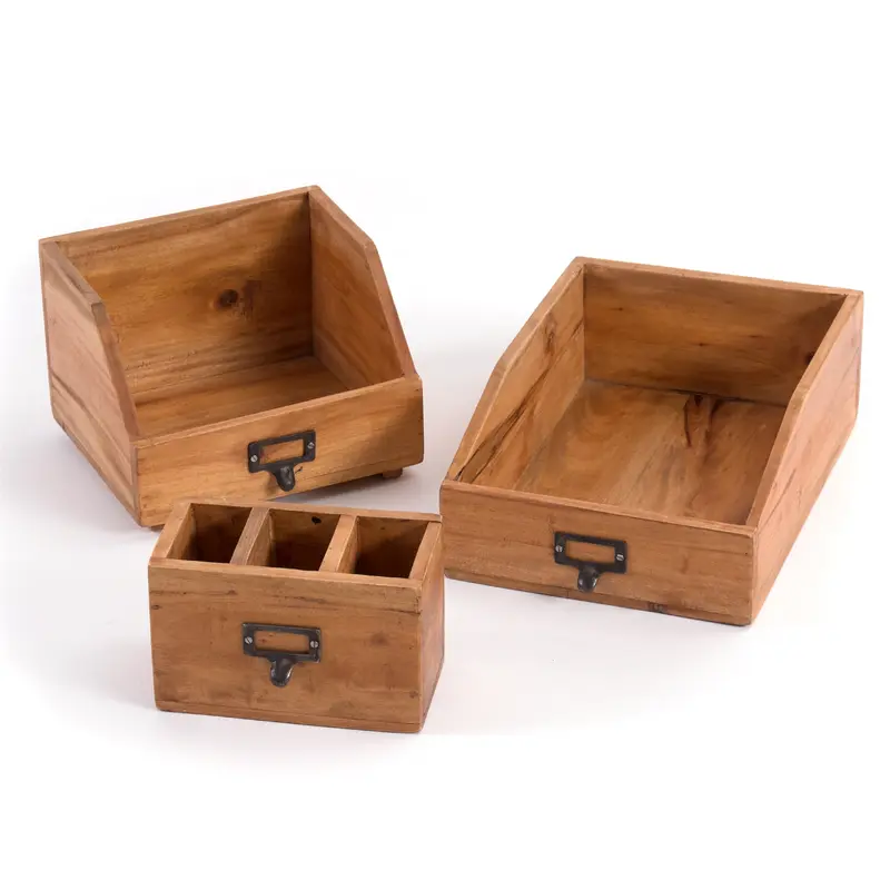 SCHREIBTISCH ORGANIZER SET "OFFICE" | 3-teilig, Mahagoni  | Farbe