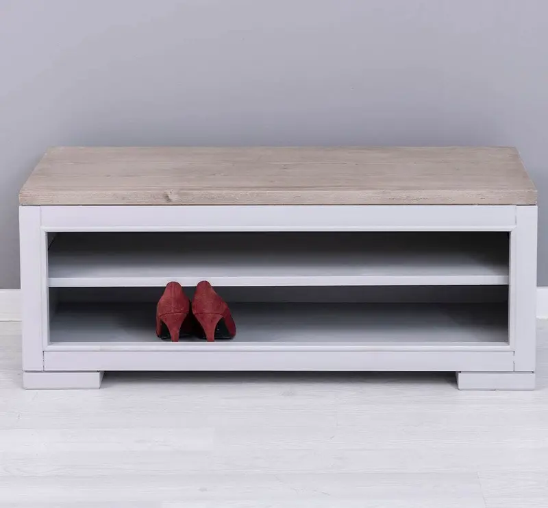 Schuhbank aus Massivholz | Schuhregal mit Sitzbank