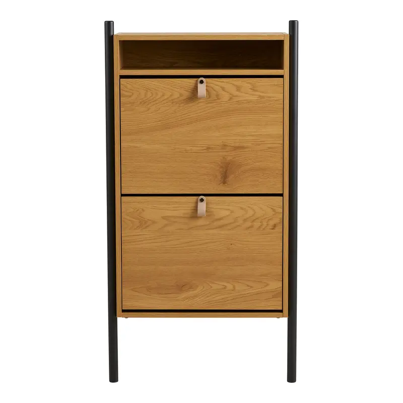 Schuhschrank – Eichenoptik, Zwei Klappenfächer, 118 cm Höhe - Barco | House Nordic