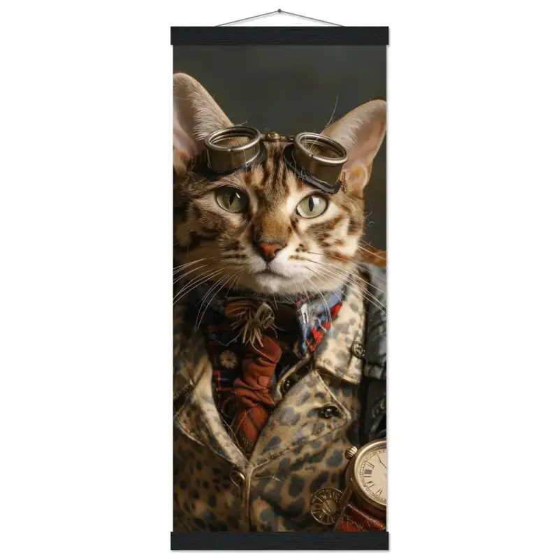 Schulposter – Savannah Katze, Steampunk-Outfit, Brille | St Tropez Art