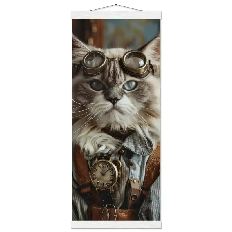 Schulposter – Siberische Katze, Steampunk-Outfit, Brille | St Tropez Art