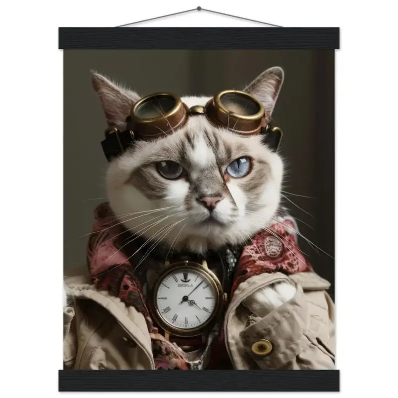 Schulposter – Singapura Katze, Steampunk-Outfit, Brille | St Tropez Art