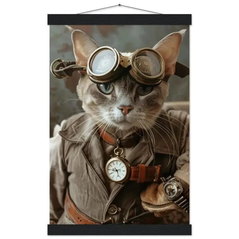 Schulposter – Singapura Katze, Steampunk-Outfit, Brille | St Tropez Art