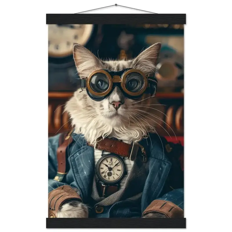 Schulposter – Singapura Katze, Steampunk-Outfit, Retro-Brille | St Tropez Art