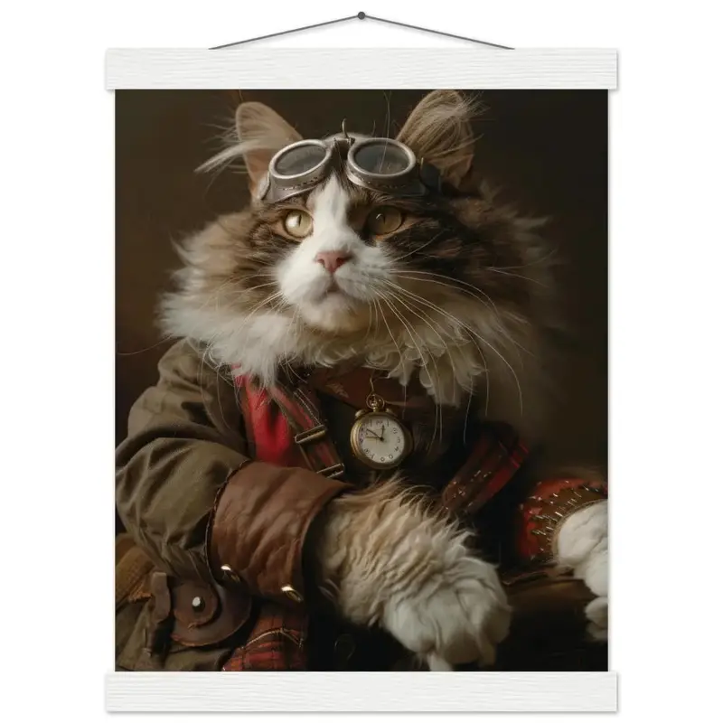 Schulposter – Türkisch-Van-Katze, Steampunk-Outfit, Brille | St Tropez Art