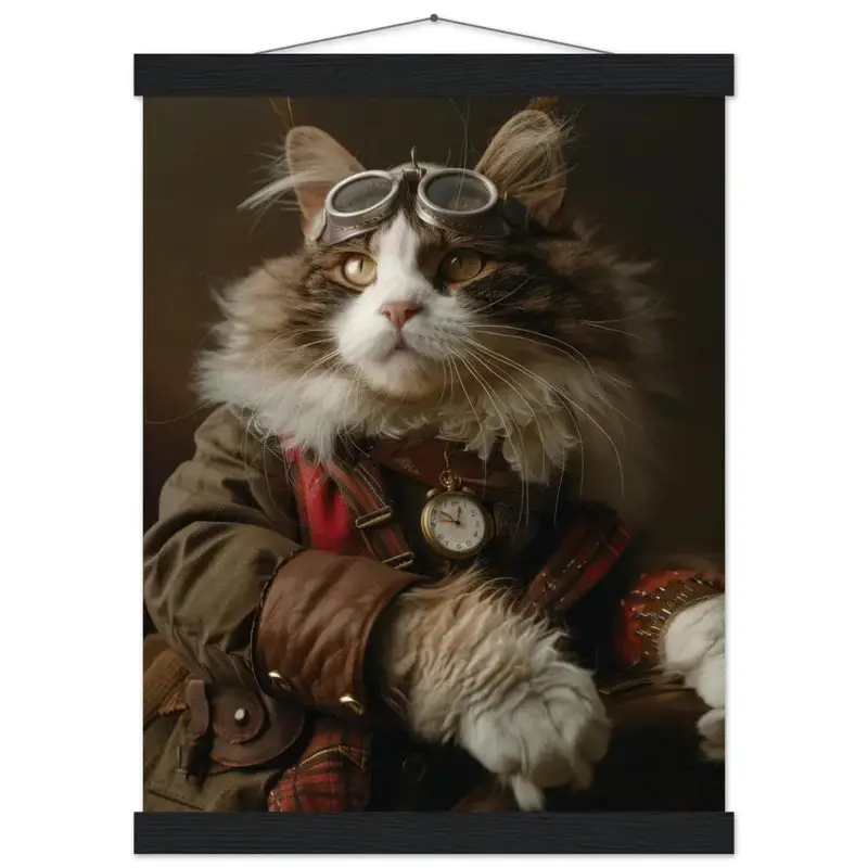 Schulposter – Türkisch Van Katze, Steampunk-Outfit, Retro-Brille | St Tropez Art