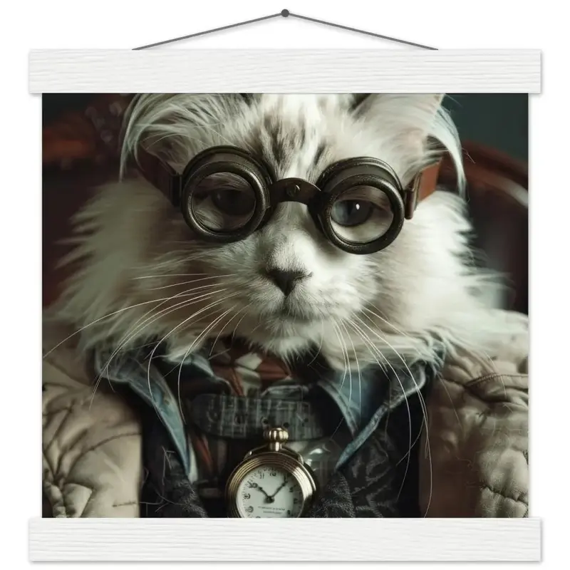 Schulposter – Türkische Angorakatze, Steampunk-Outfit, Brille | St Tropez Art