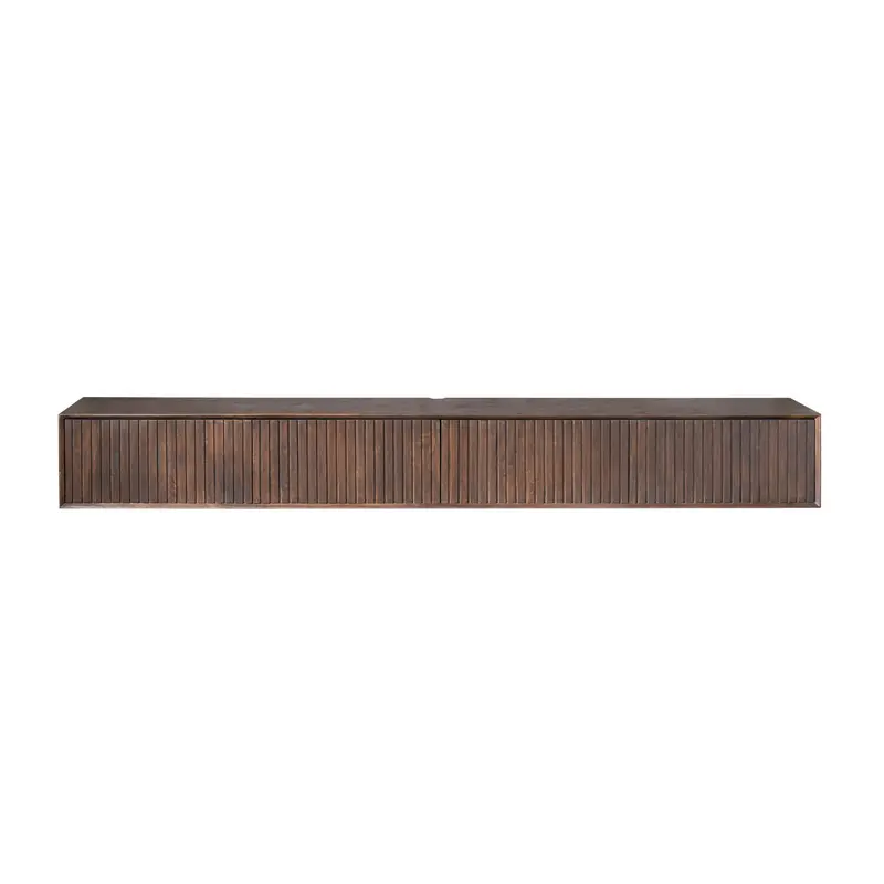 Schwebendes TV-Möbel – Mangoholz, Braune Farbe, Lattenfront – Madison | Starfurn