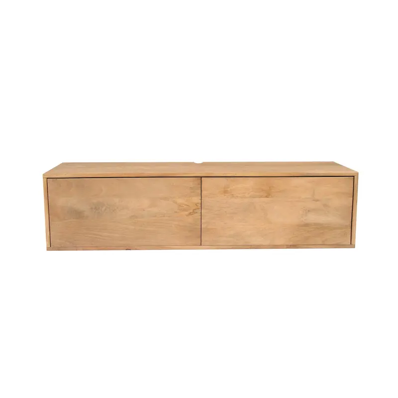 Schwebendes TV-Möbel – Massives Mangoholz, Griffloses Design, Drucköffnungsfunktion – Vision | Starfurn