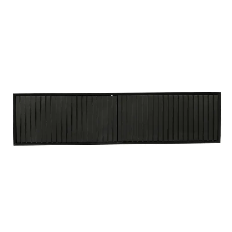 Schwebendes TV-Möbel - Schwarzes Mangoholz, Vertikale Lamellenfront, Grifflose Türen, 120 cm – Madison | Starfurn