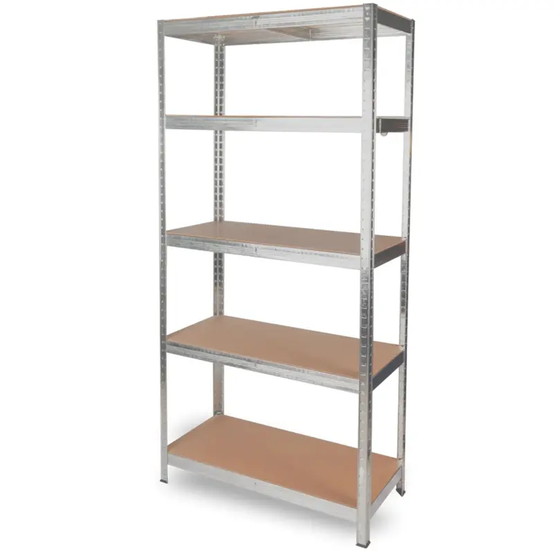 Schwerlastregal 90x40x180cm I belastbar bis 875kg I 5 Ablagen + Haken Silber