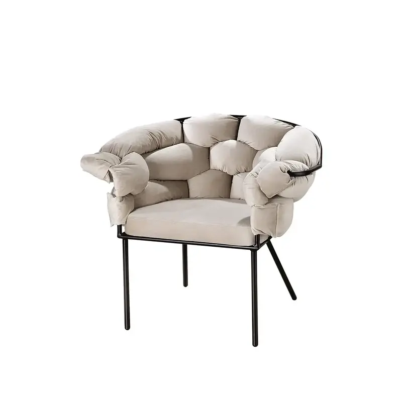 Sessel – Beiges Textil, Schwarzes Metall, Gepolsterter Sitz - Connect | Gilde