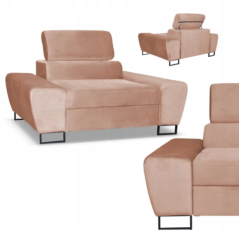 Sessel Bosso beige Samtoptik Ausführung F. Bosso Monolith 61