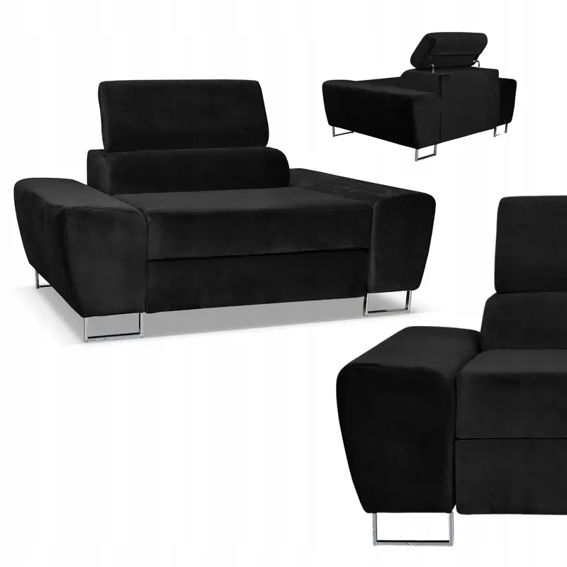 Sessel Bosso schwarz Samtoptik Ausführung F. Bosso New Velo 107