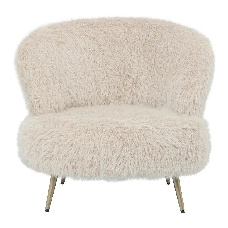 Sessel – Felloptik Stoffbezug, Beige Oberfläche, Gepolsterte Sitzfläche – Franklyn | PTMD